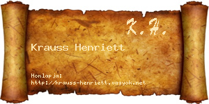 Krauss Henriett névjegykártya
